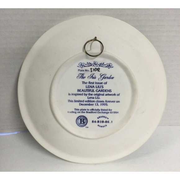 VTG Bradford Exchange Lena Liu’s The Garden Iris 3D Plate 7” 1st Issue - Picture 5 of 9
